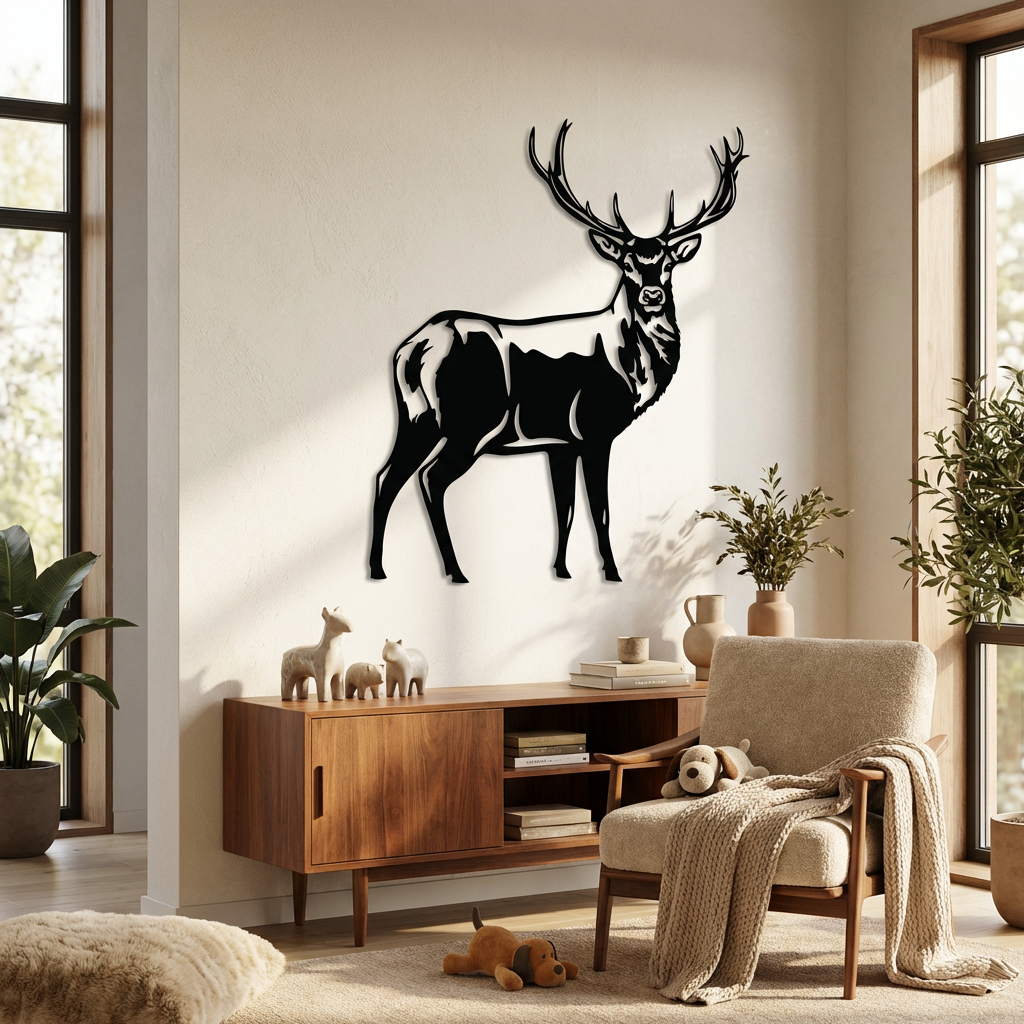 Majestik Geyik Metal Duvar Dekoru