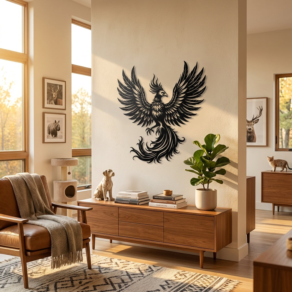 Küllerinden Doğan Güç - Anka Kuşu Metal Duvar Dekoru