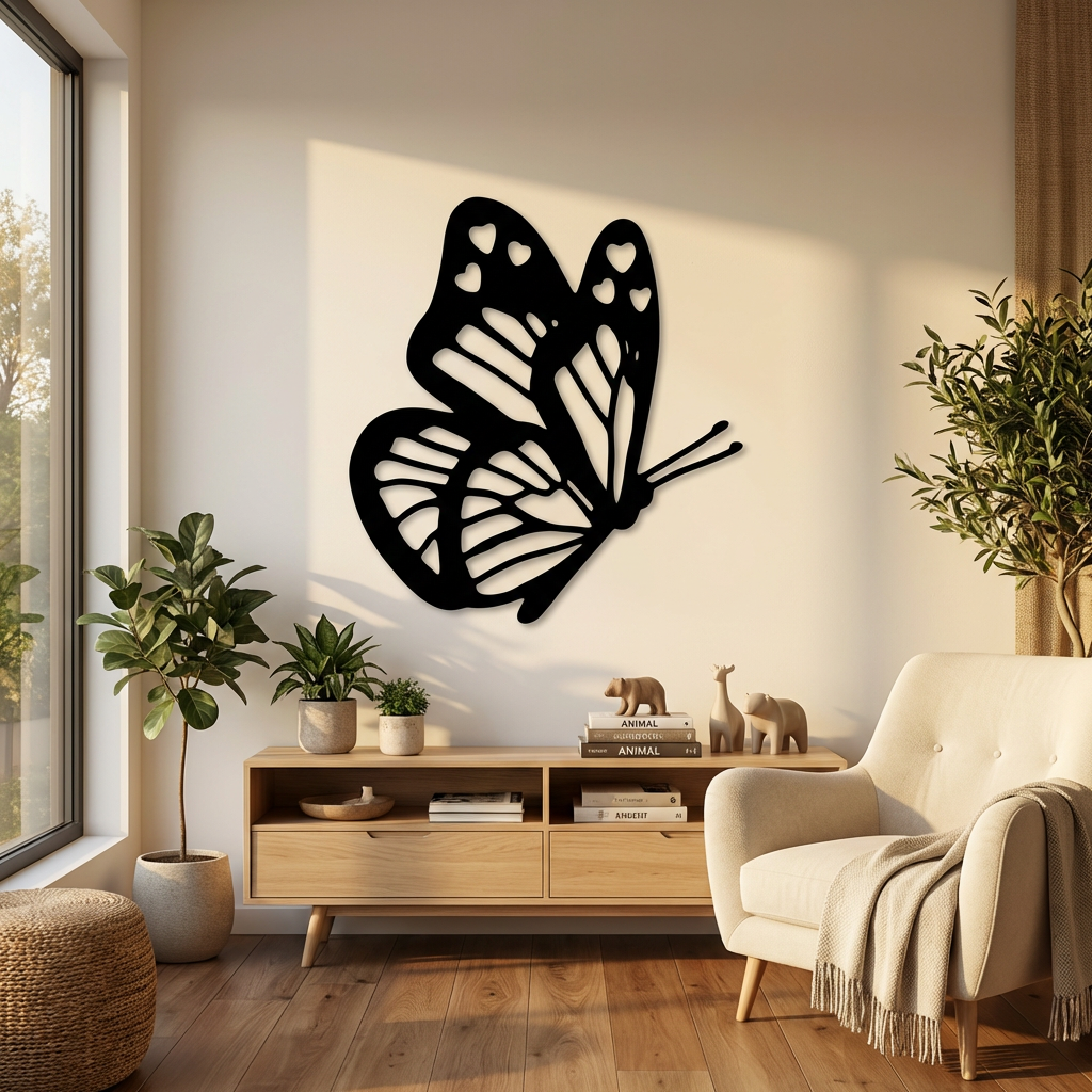 Zarafet Kanatları Kelebek Metal Duvar Dekoru