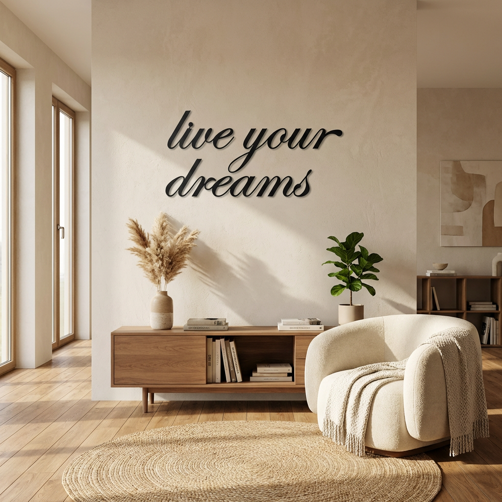 Live Your Dreams Metal Duvar Yazısı