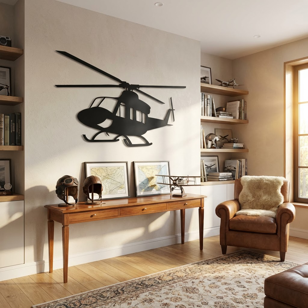 AB-212 Helikopter Metal Duvar Dekoru