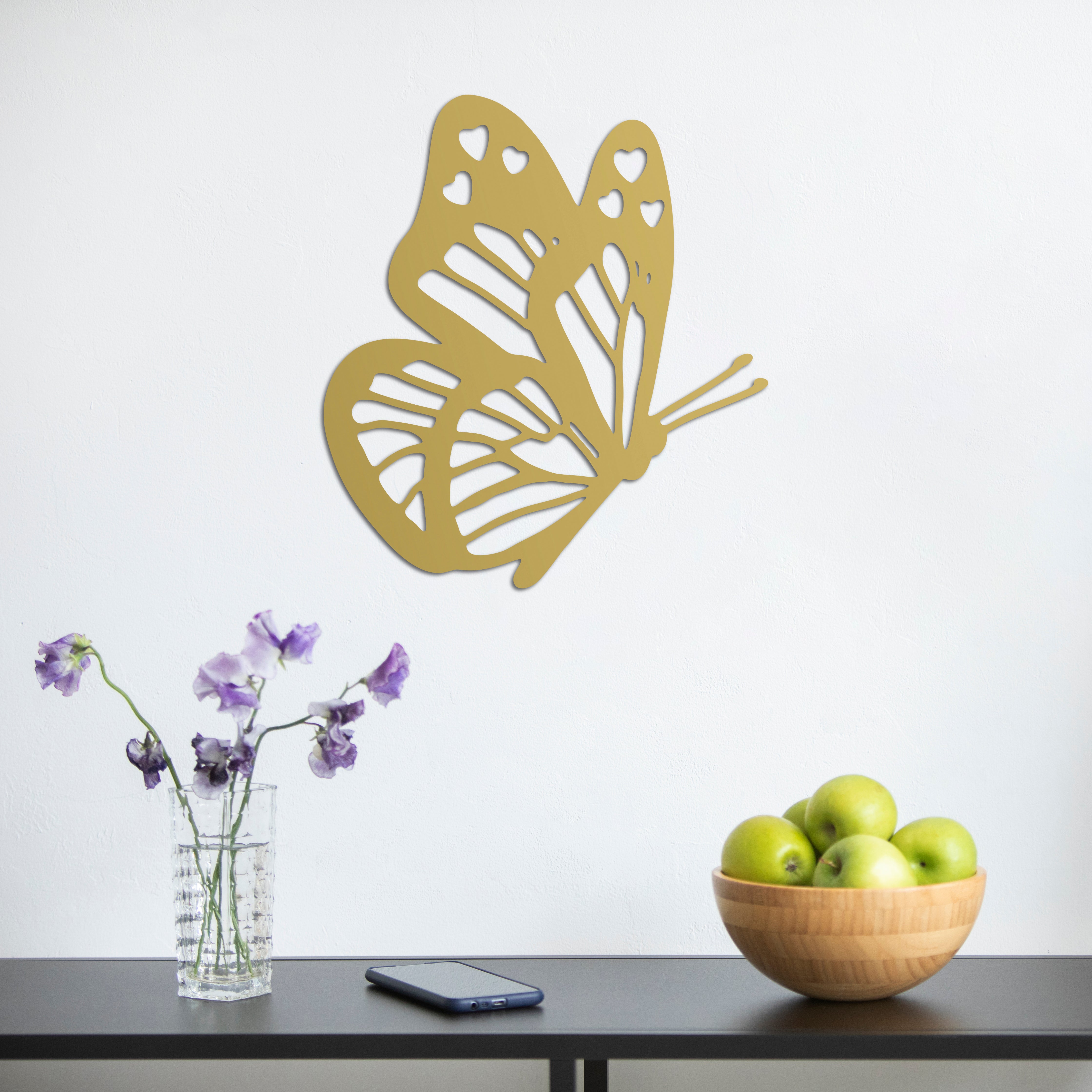 Zarafet Kanatları Kelebek Metal Duvar Dekoru Laser Artique