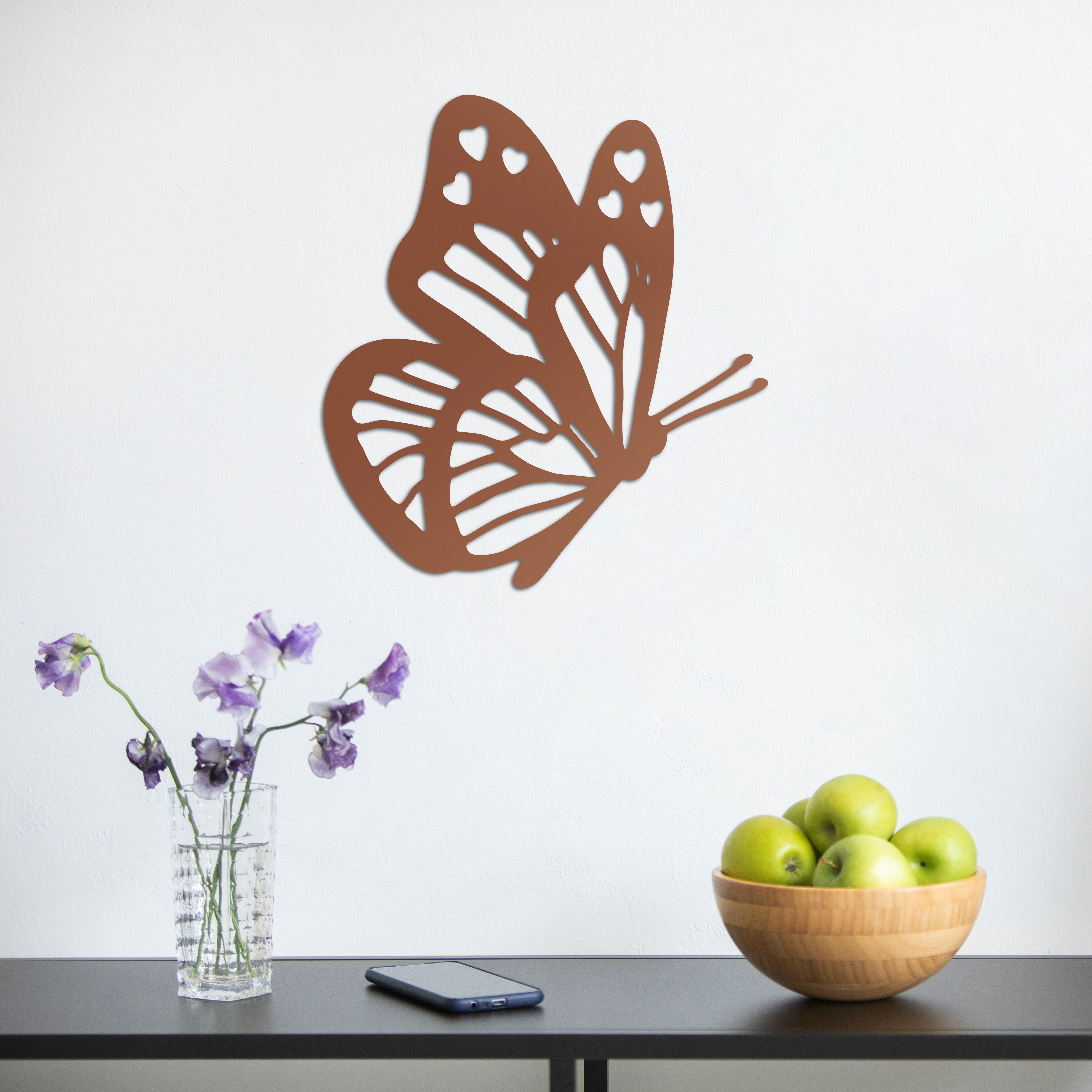 Zarafet Kanatları Kelebek Metal Duvar Dekoru Laser Artique