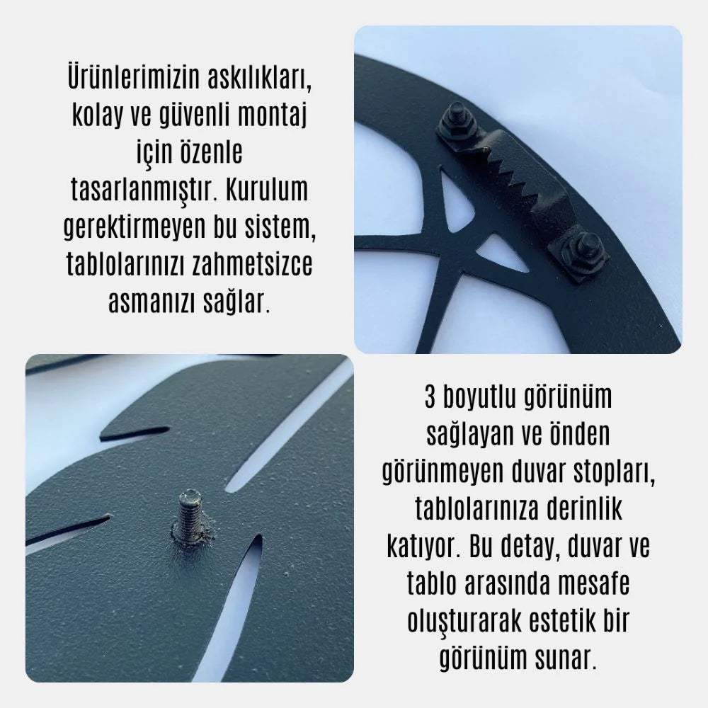 Felak, Ayetel Kürsi ve Nas – İslami Kufi Hat Metal Duvar Dekoru