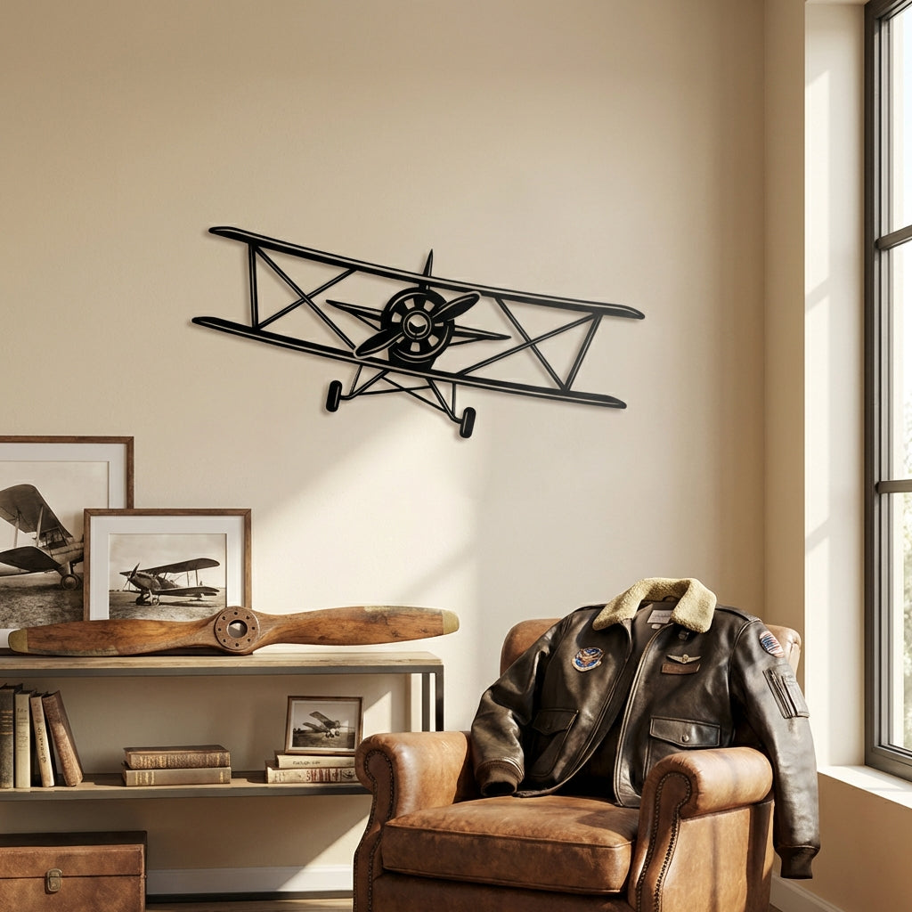 Pervaneli Uçak – Metal Duvar Dekoru