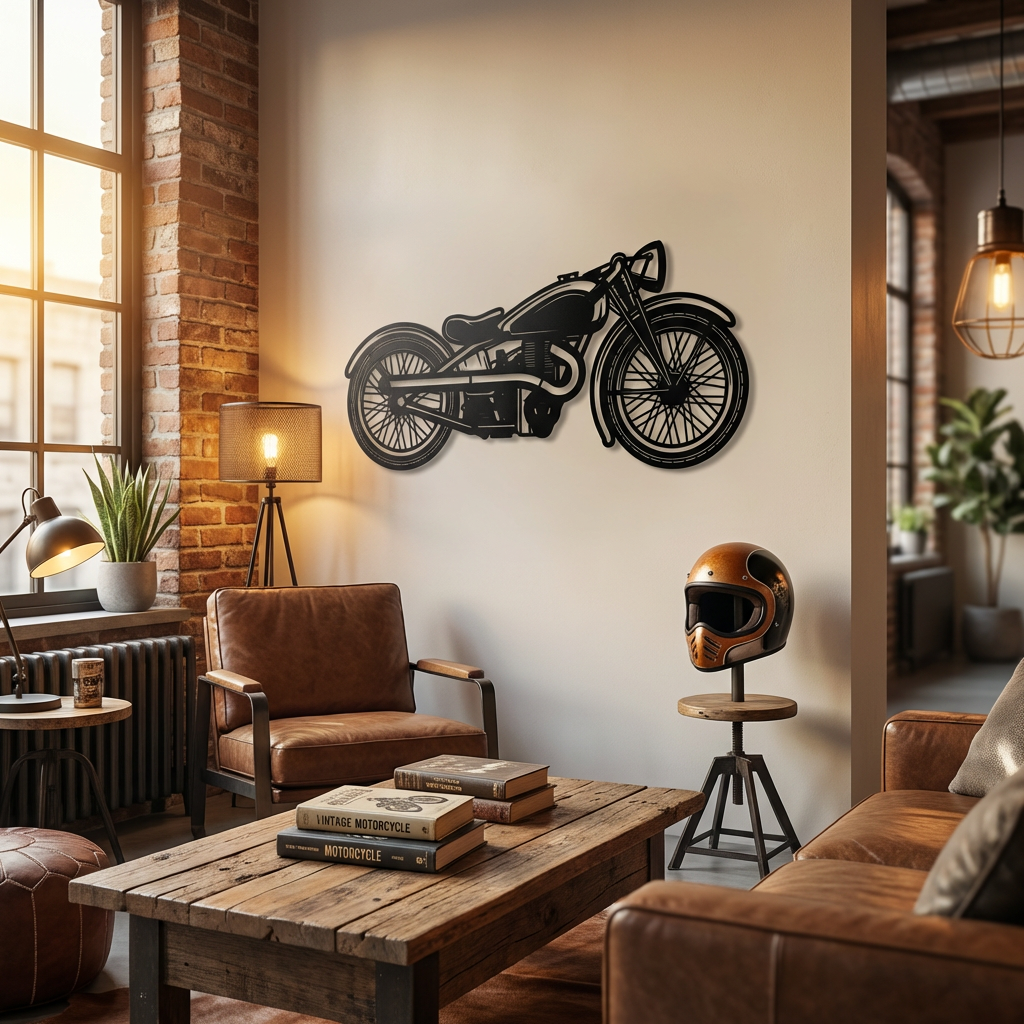 Retro Efsane – Metal Motosiklet Duvar Dekoru