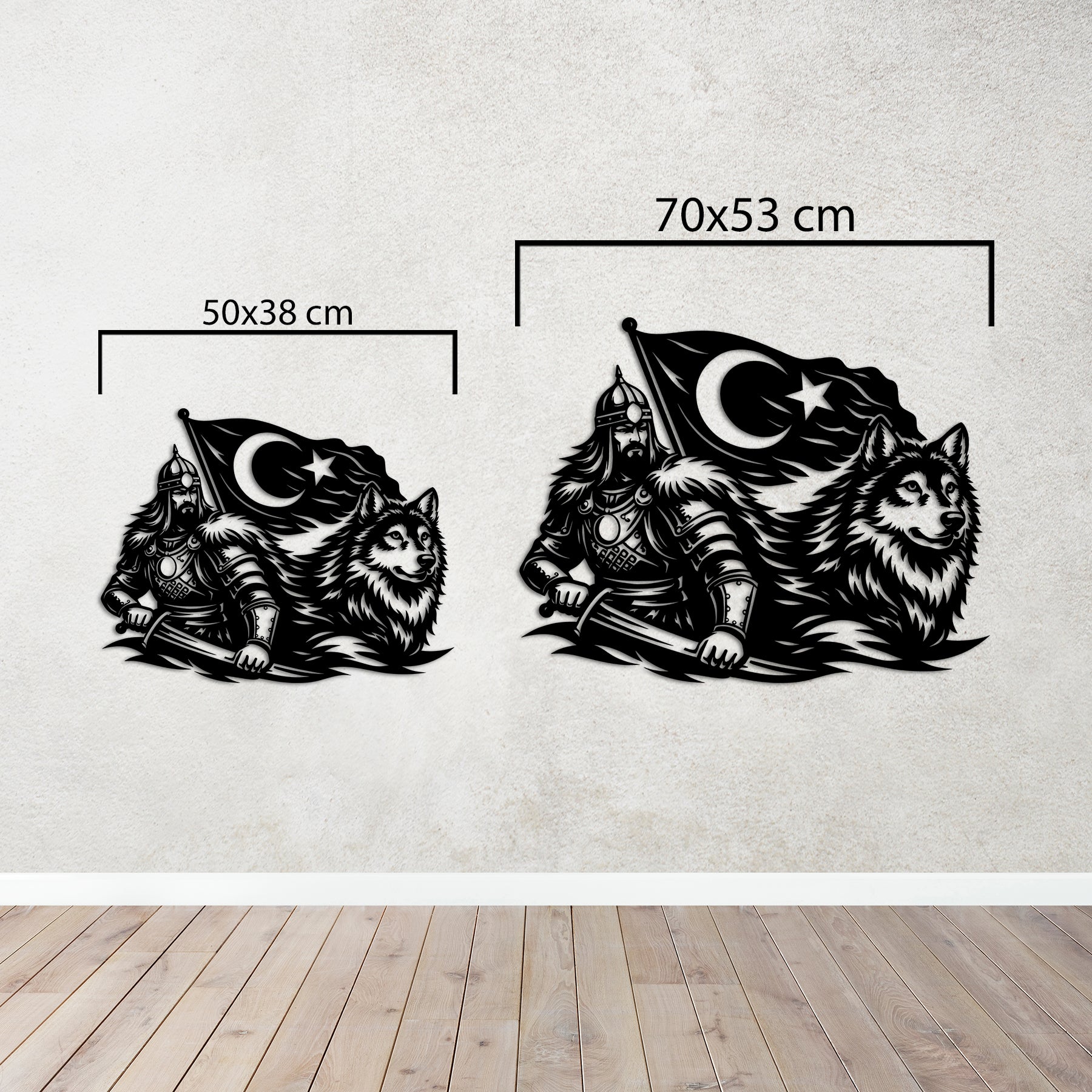 Atalarından Gelen Güç Metal Duvar Dekoru – Savaşçı ve Kurt