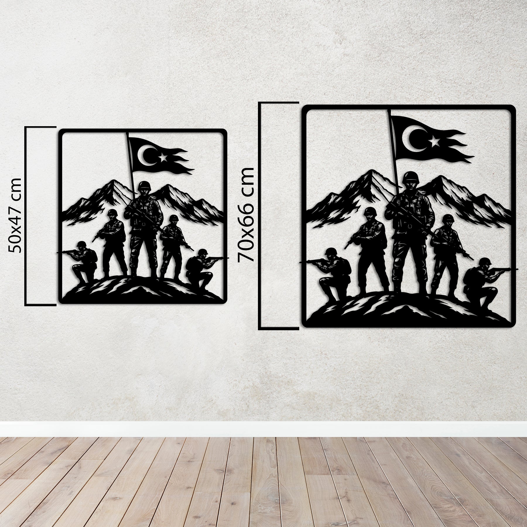 Türk Askeri Metal Duvar Dekoru – Dağ, Bayrak ve Vatan Tasarım