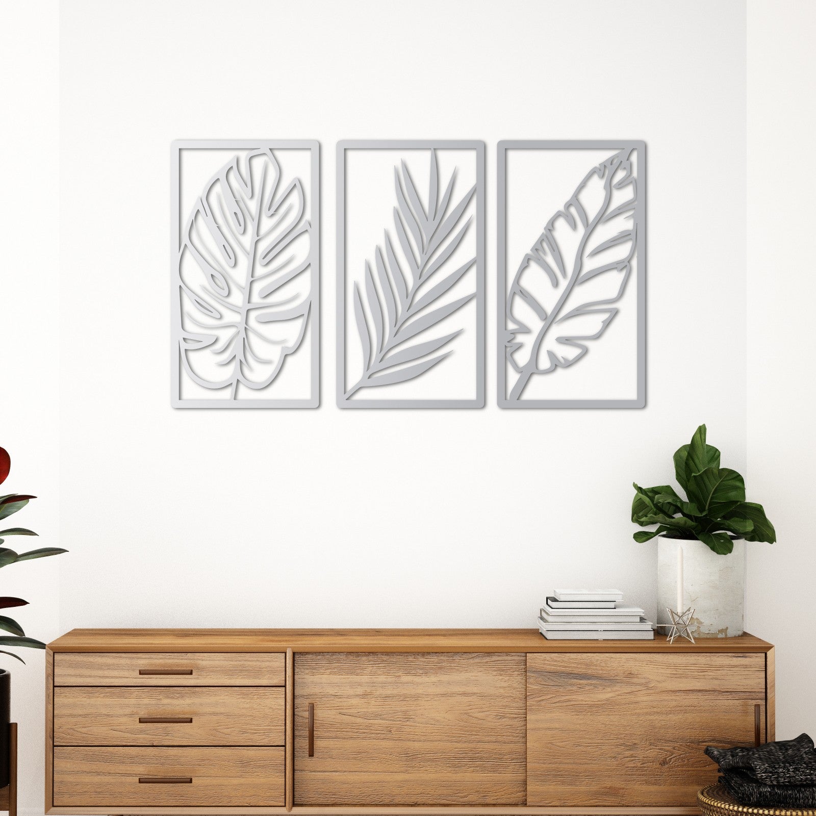 3'lü Yaprak Metal Duvar Dekoru