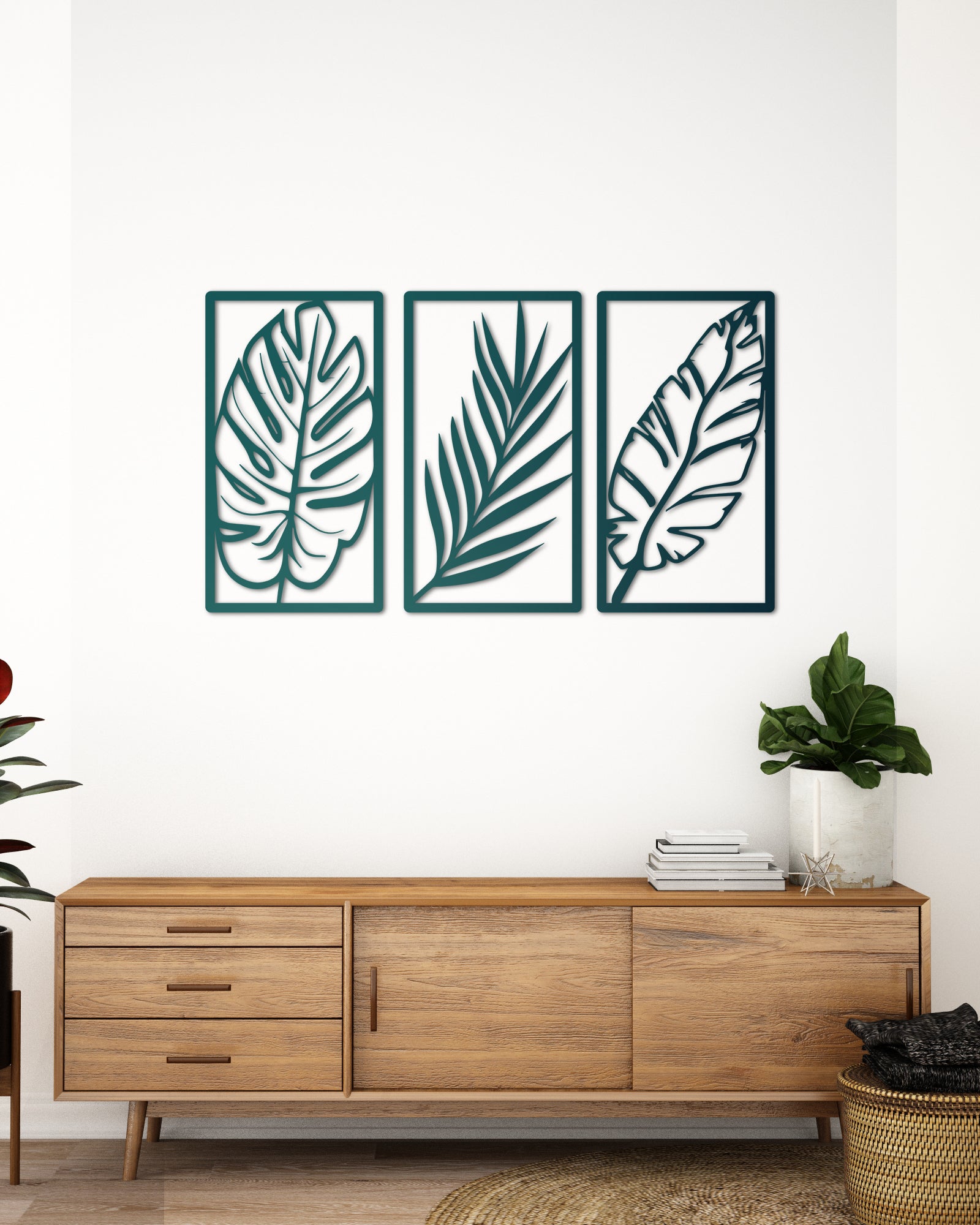 3'lü Yaprak Metal Duvar Dekoru