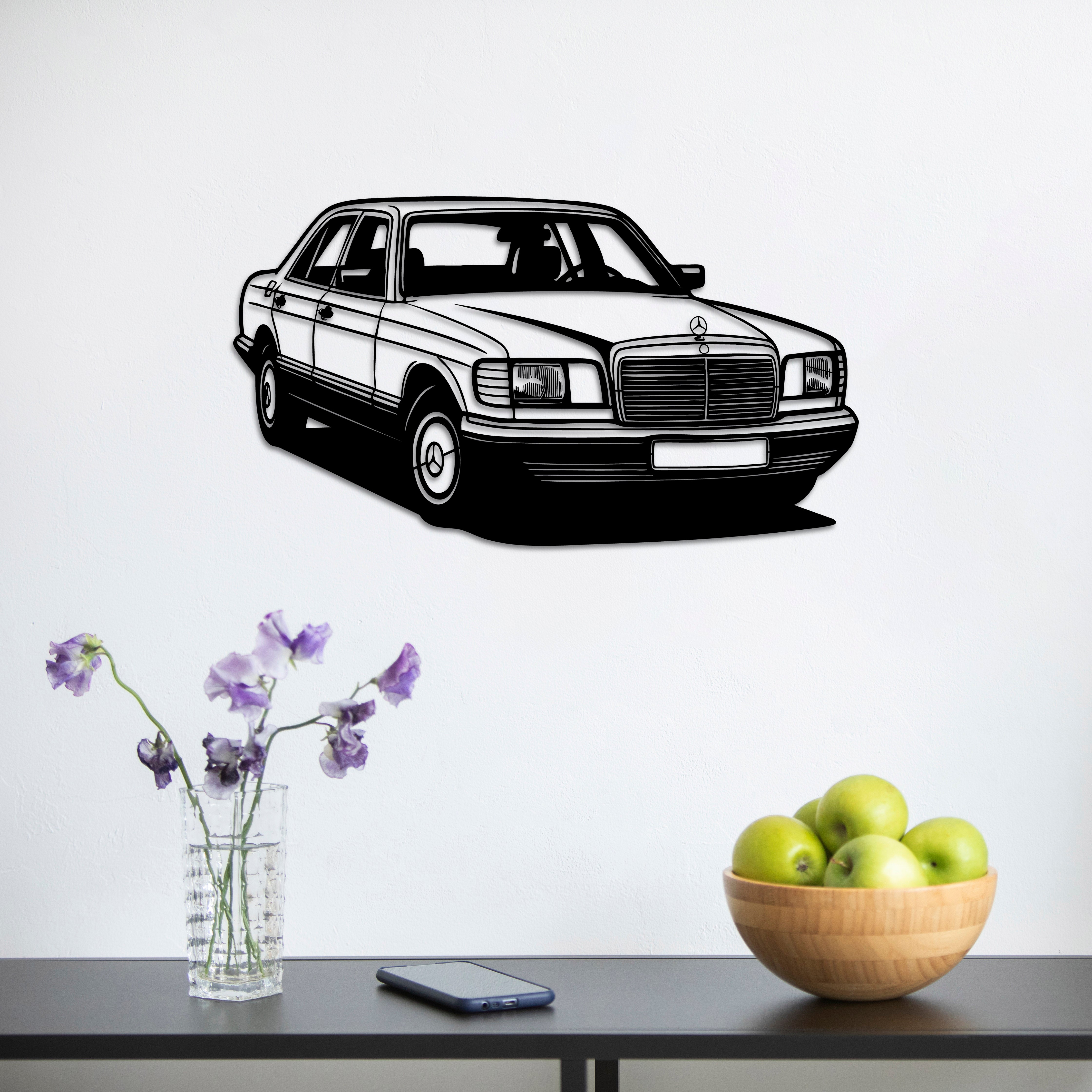 Mercedes-Benz W126 – Araba Metal Duvar Dekoru Laser Artique