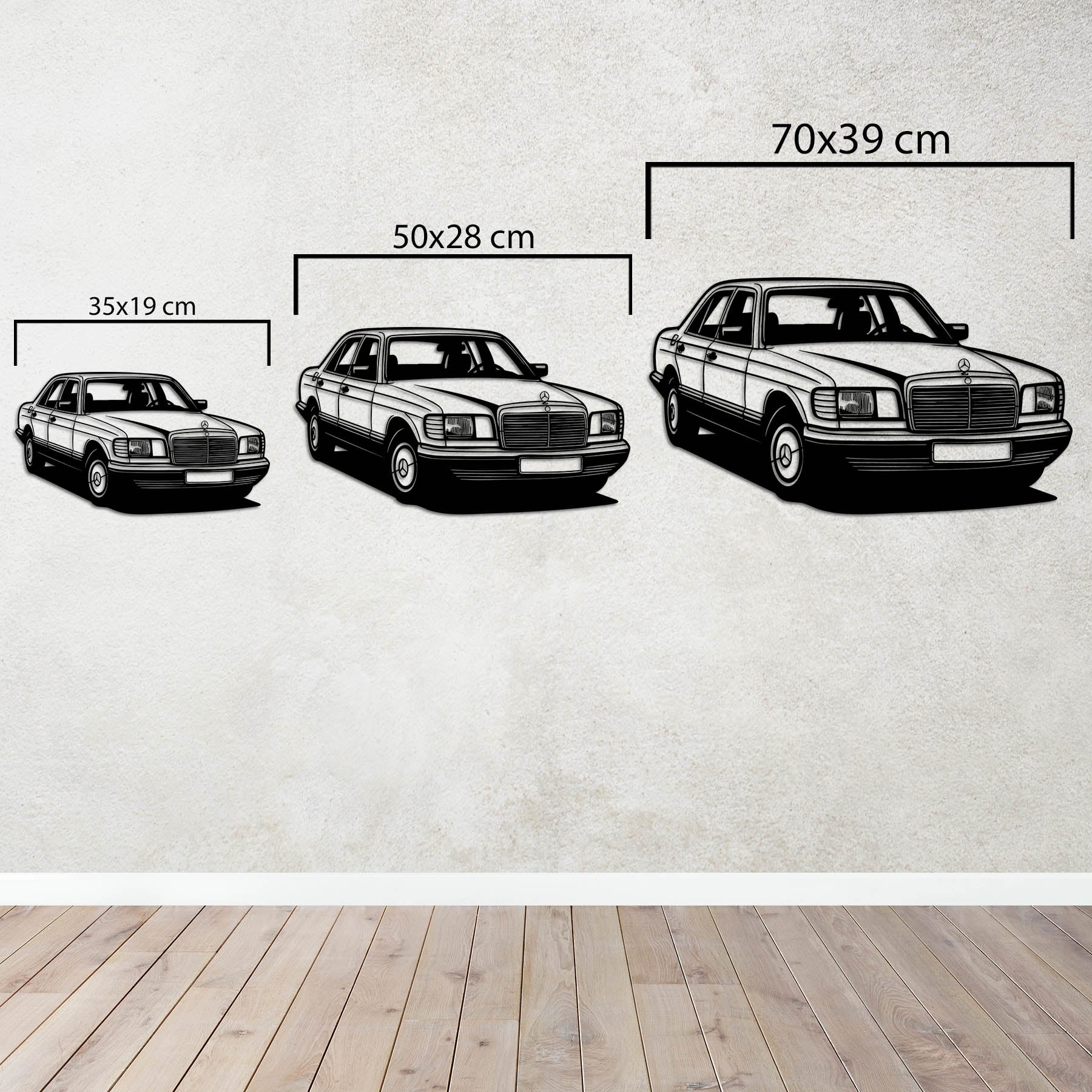 Mercedes-Benz W126 – Araba Metal Duvar Dekoru Laser Artique