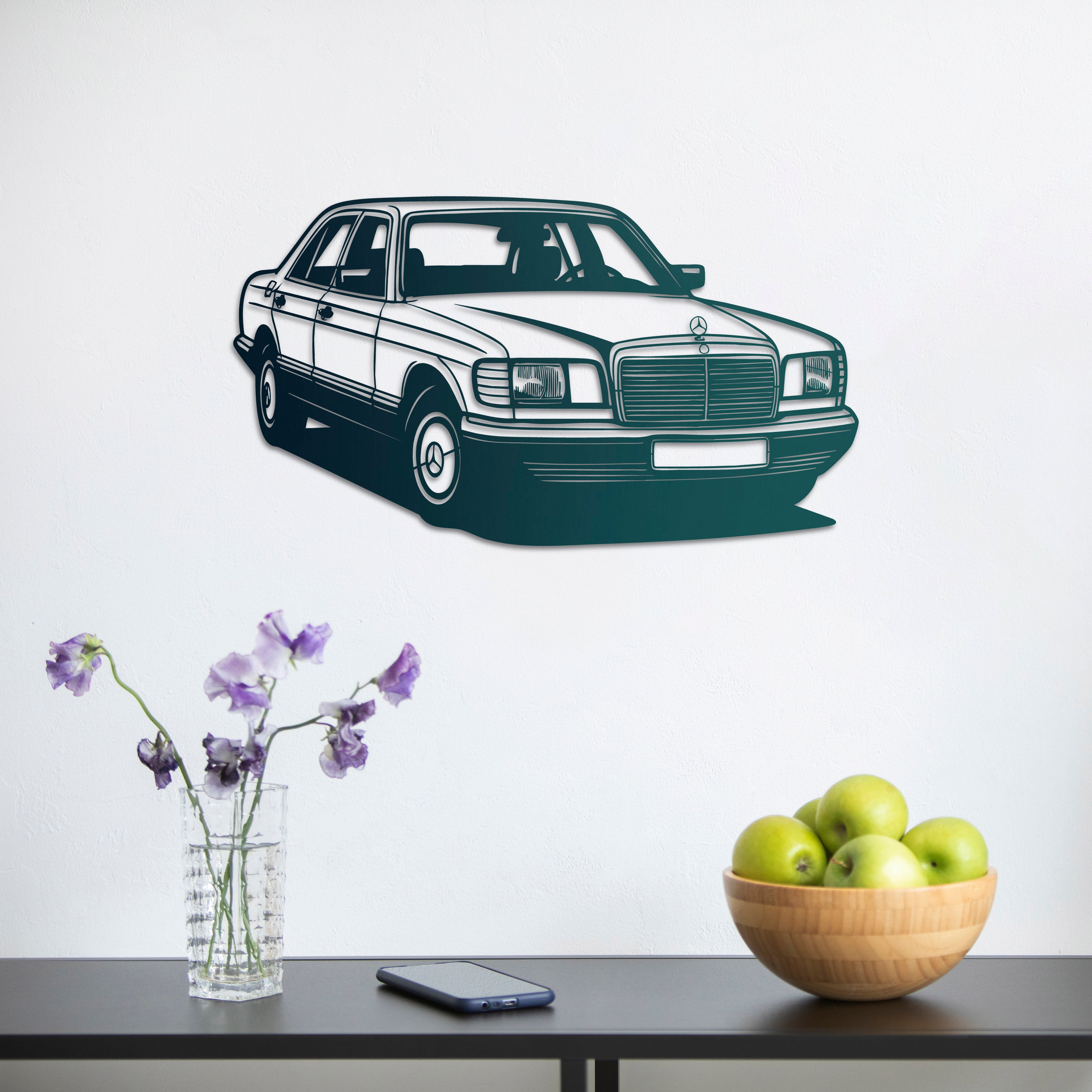 Mercedes-Benz W126 – Araba Metal Duvar Dekoru Laser Artique